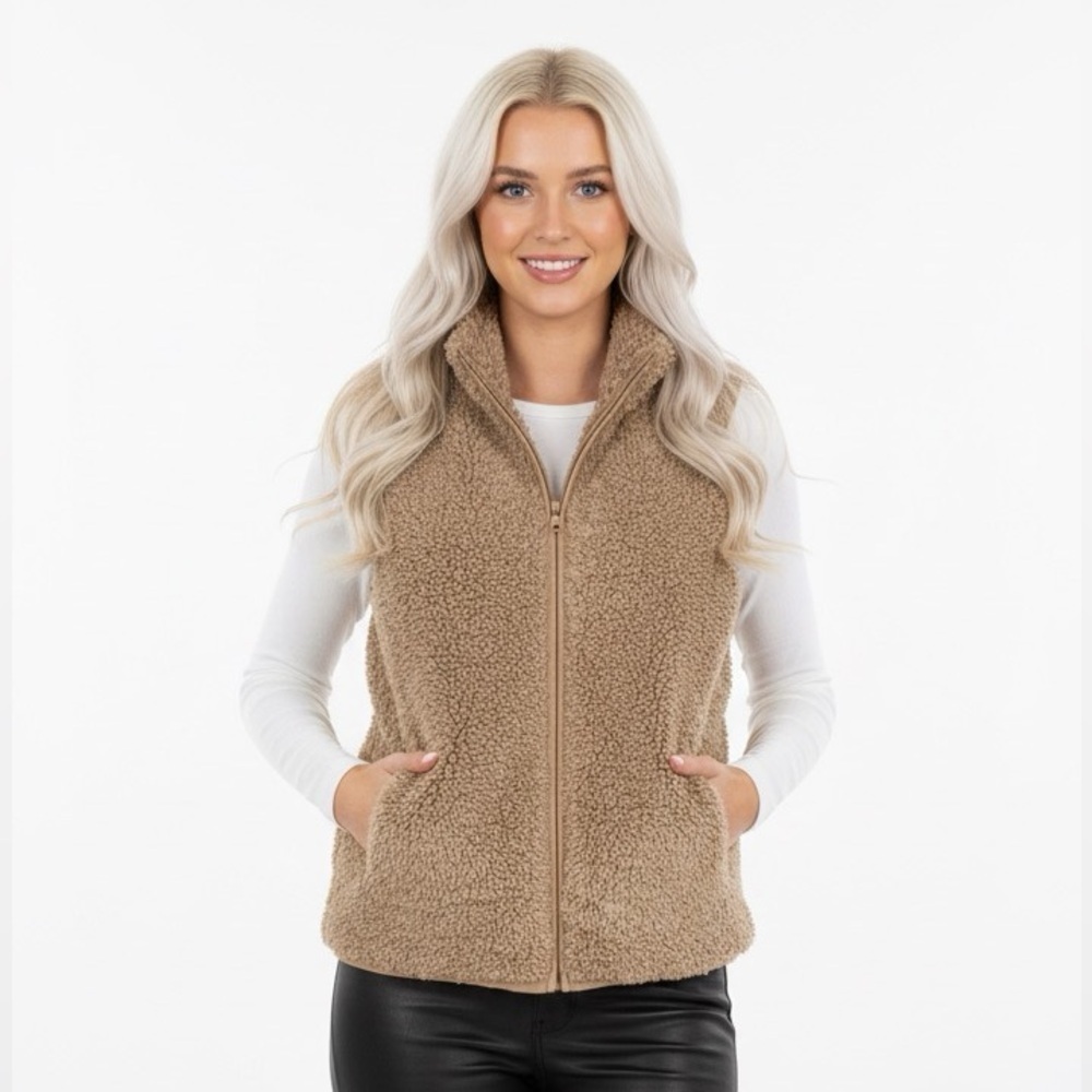 Sabrina Lauren tan zippered vest size small